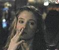 Megan Follows smoking a cigarette
