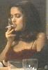 Salma Hayek smoking a cigarette